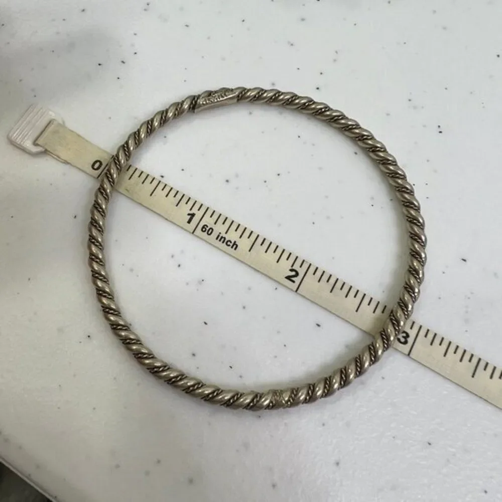 Mexico Bangle Twist Swirl Bracelet‎ Silver Tone Rope Thin